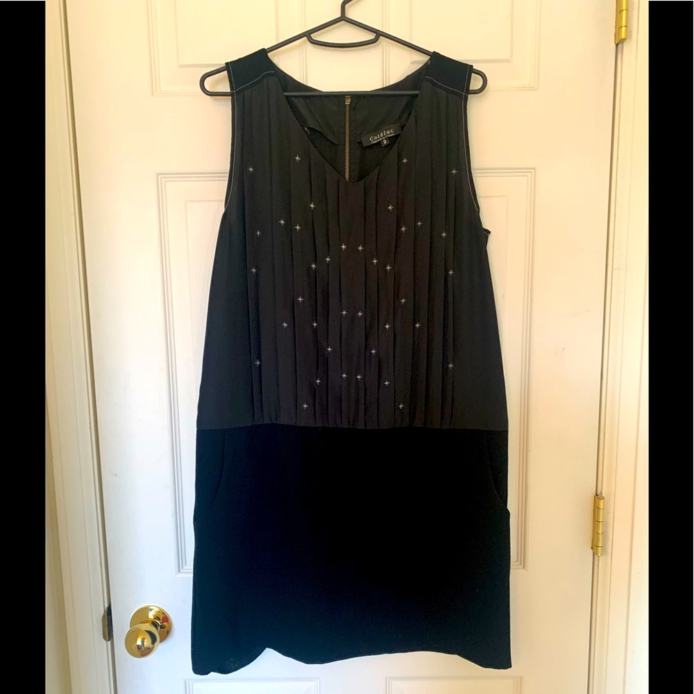 Cotélac sleeveless black dress size 2 with pockets!